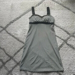 Athleta Swim Dress Stripe Pura Black White 32 B/C